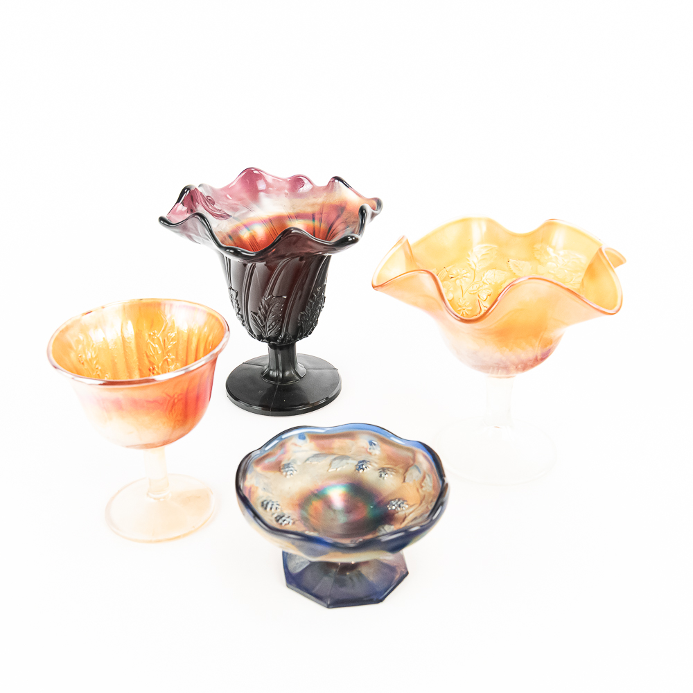 Carnival Glass: Compotes 4-Pc Lot