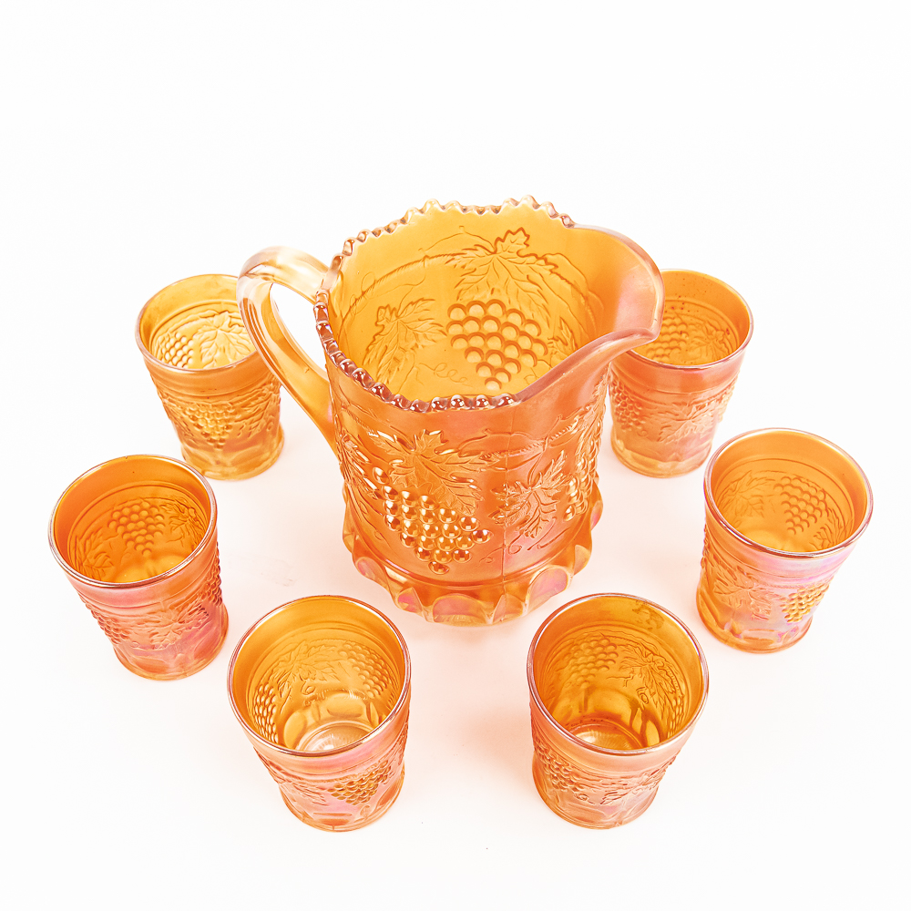 Carnival Glass: N'wood Grape Set 7-Pc