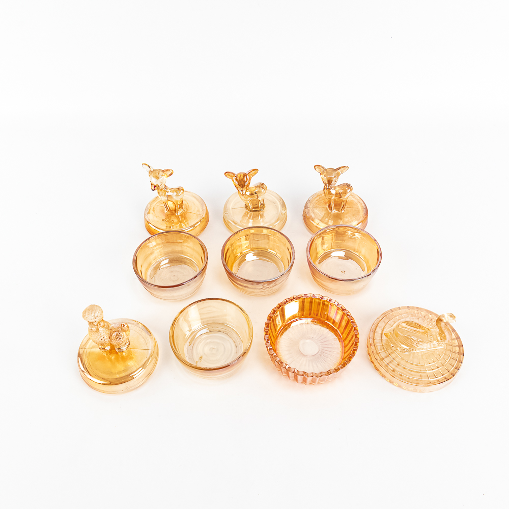 Carnival Glass: Jeannette Jars 5-Pc