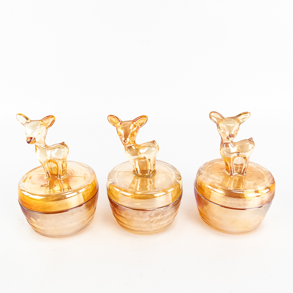 Carnival Glass: Jeannette Jars 5-Pc