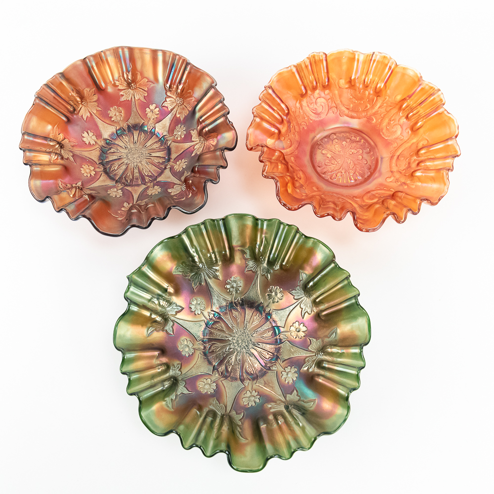 Carnival Glass: Fenton Bowls 3pc Lot
