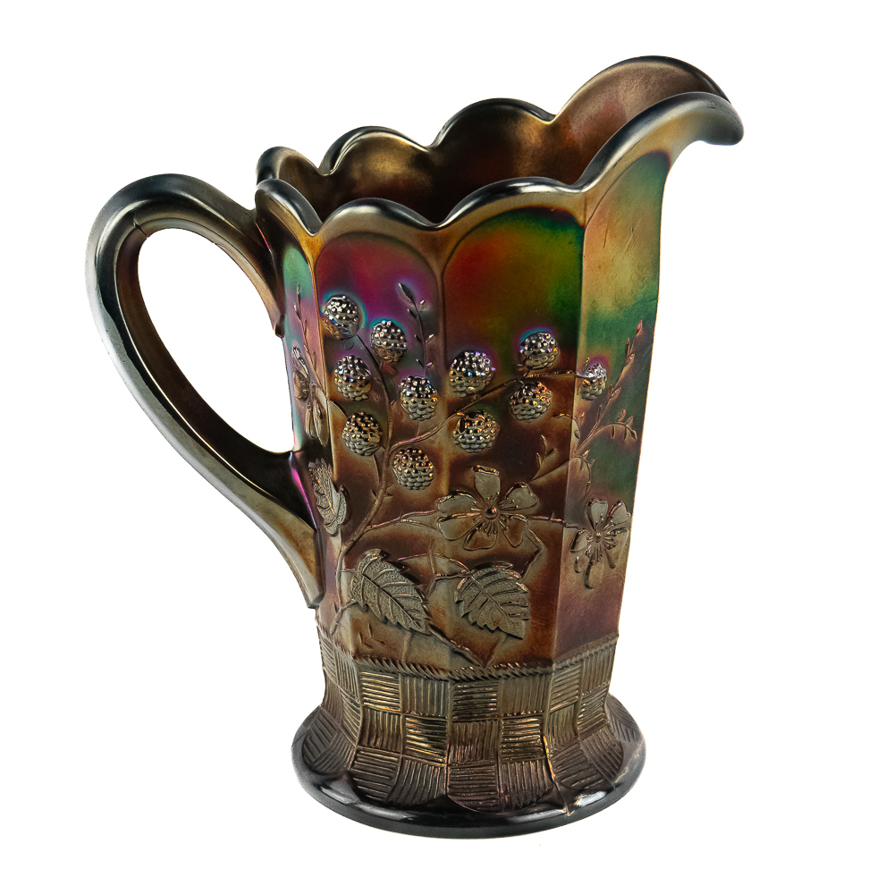 Carnival Glass N'wood Raspberry Pitcher