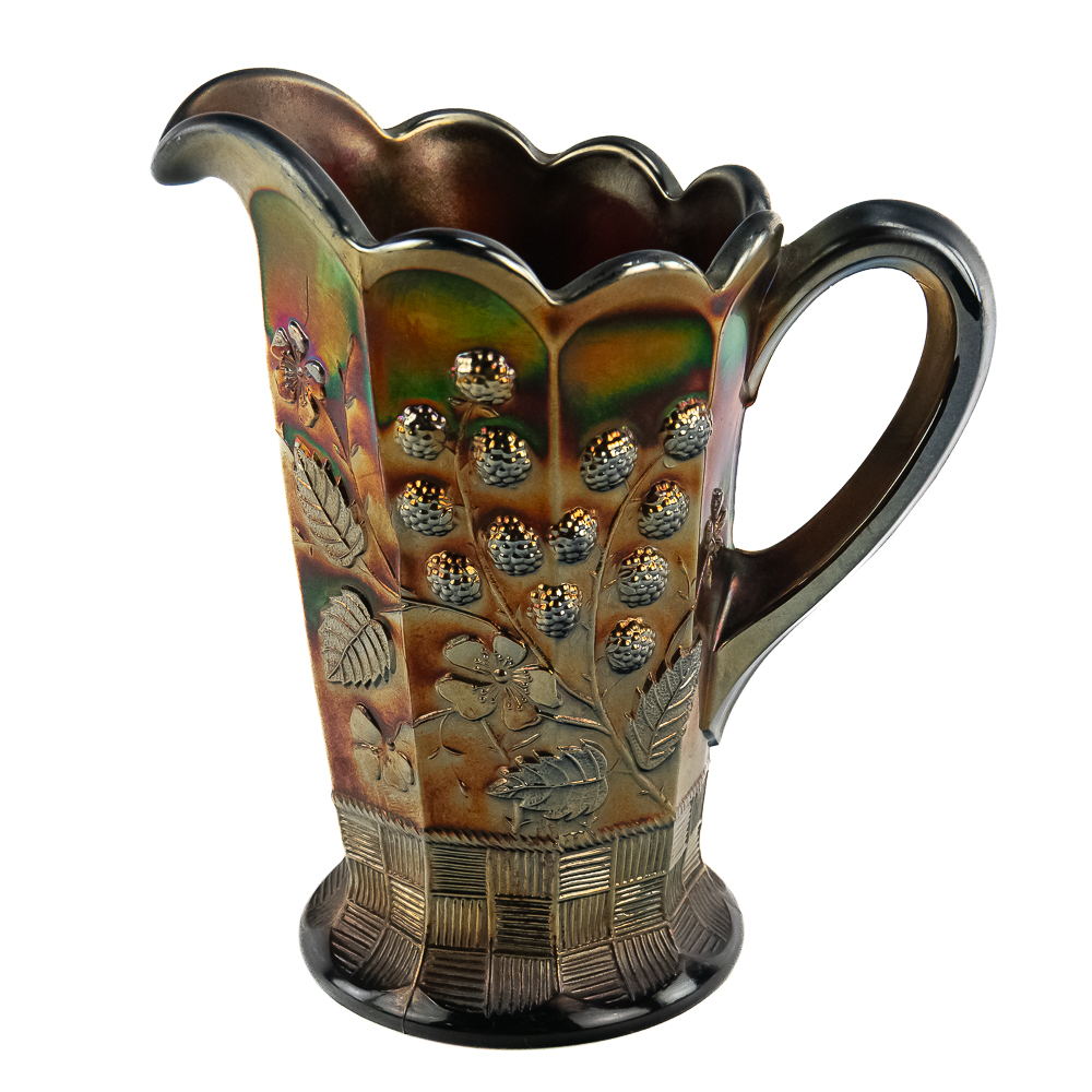 Carnival Glass N'wood Raspberry Pitcher