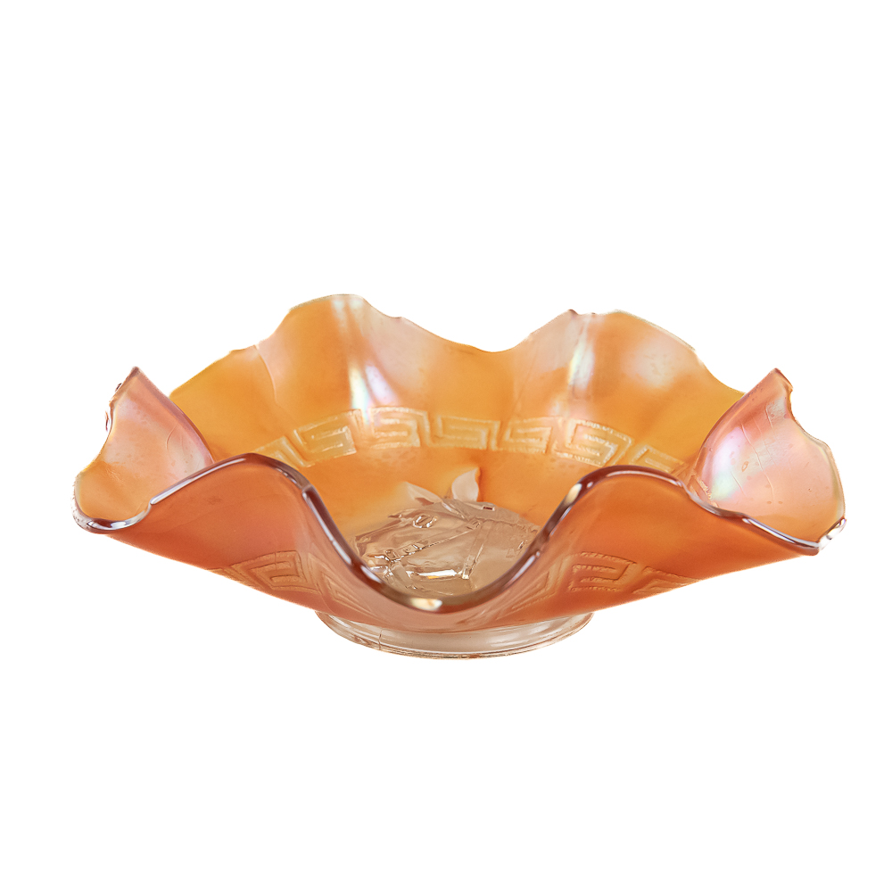 Carnival Glass Pony Bowl & Plate: 2-Pc Lot