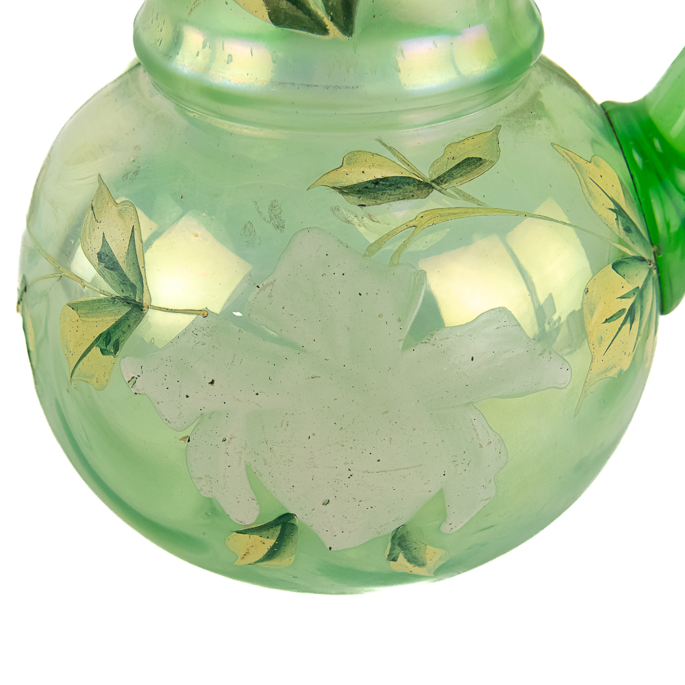 Carnival Glass Enameled: 3-Pc Lot