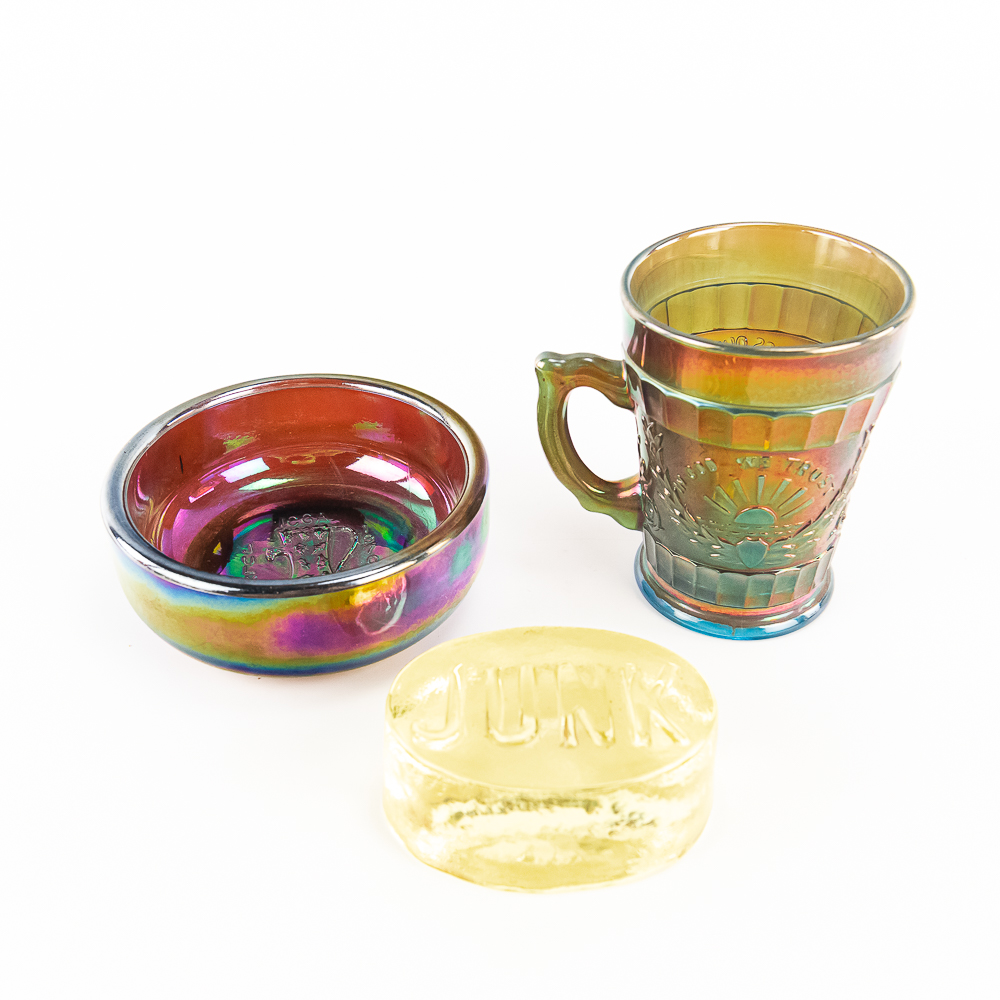 Carnival Glass: Assortment 3-Pc Lot