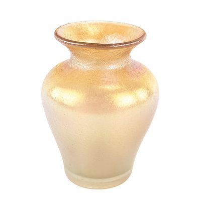 Carnival Glass: Imperial Jewels Cupped/Flared Vase. Pearl green. Considered a stretch or art 