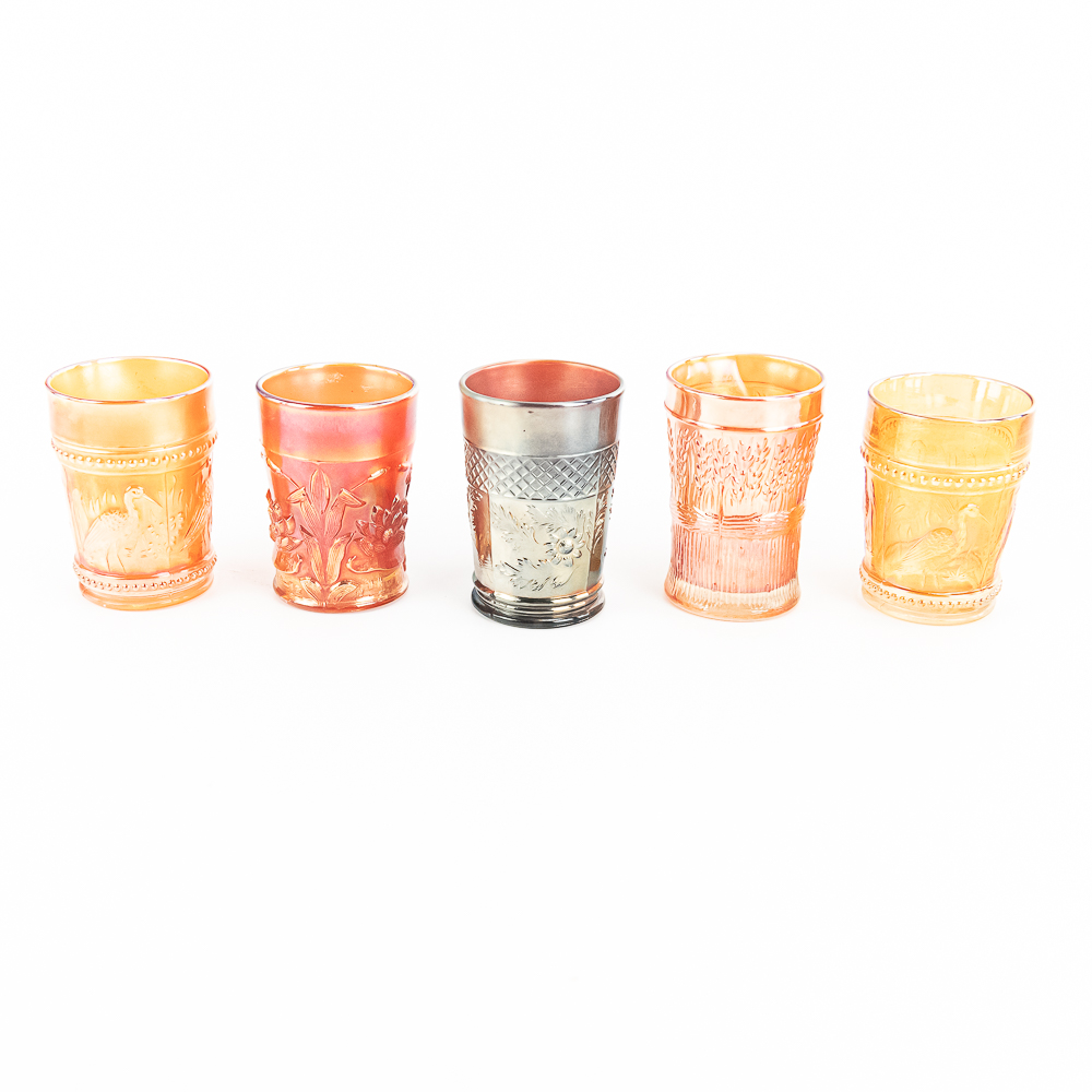 Carnival Glass: Tumblers 5-Pc Lot