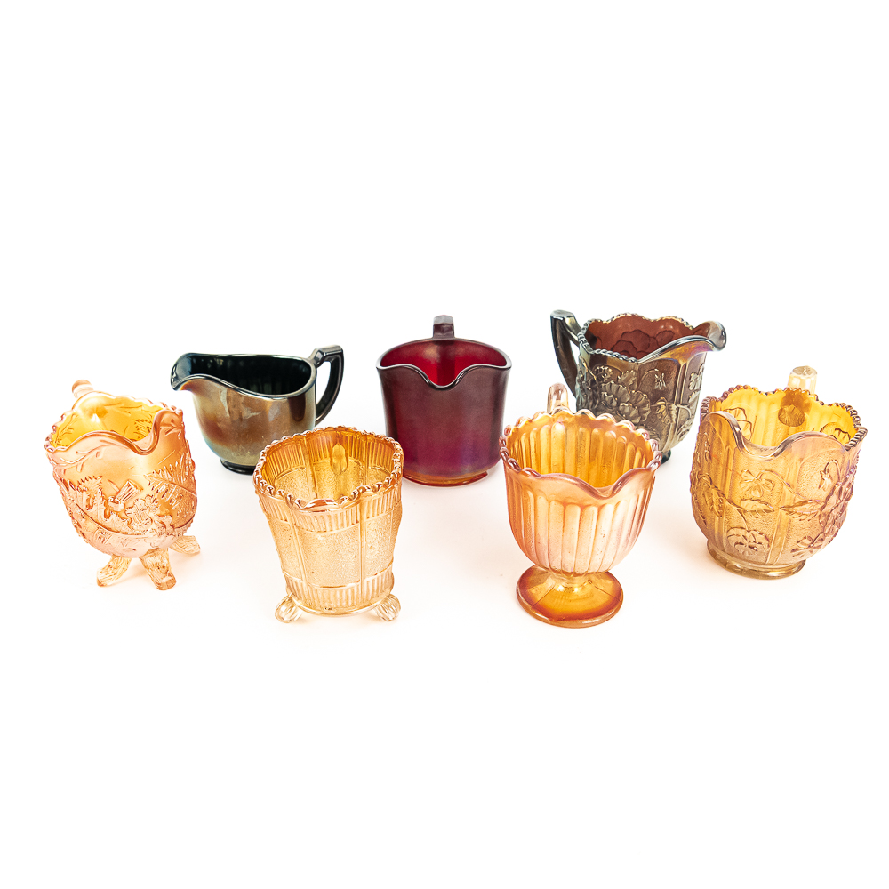Carnival Glass Creamers: 7-Pc Lot