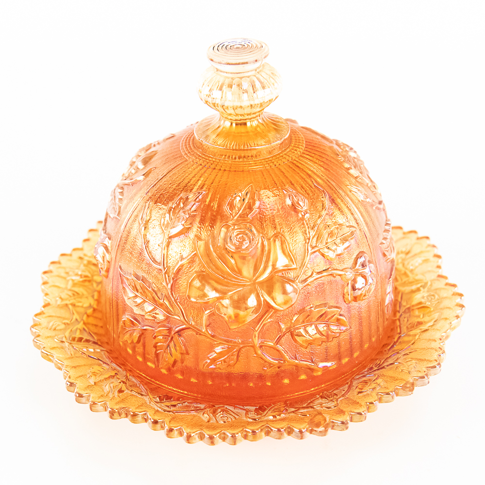 Carnival Glass Butter Dishes: 3-Pc Lot