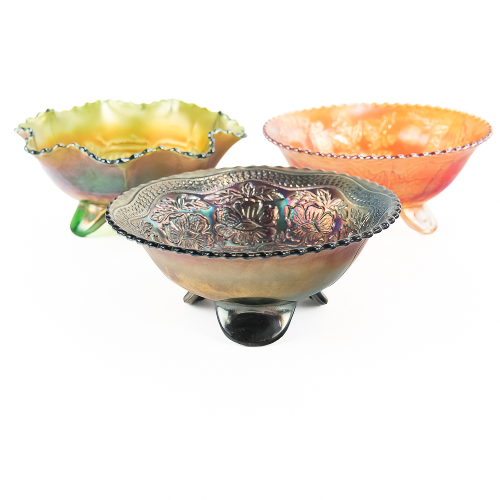 Carnival Glass: Fenton Bowls 3-Pc Lot