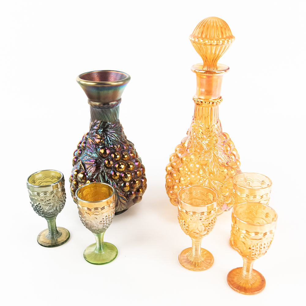 Carnival Glass: Imperial Grape 8pc Lot