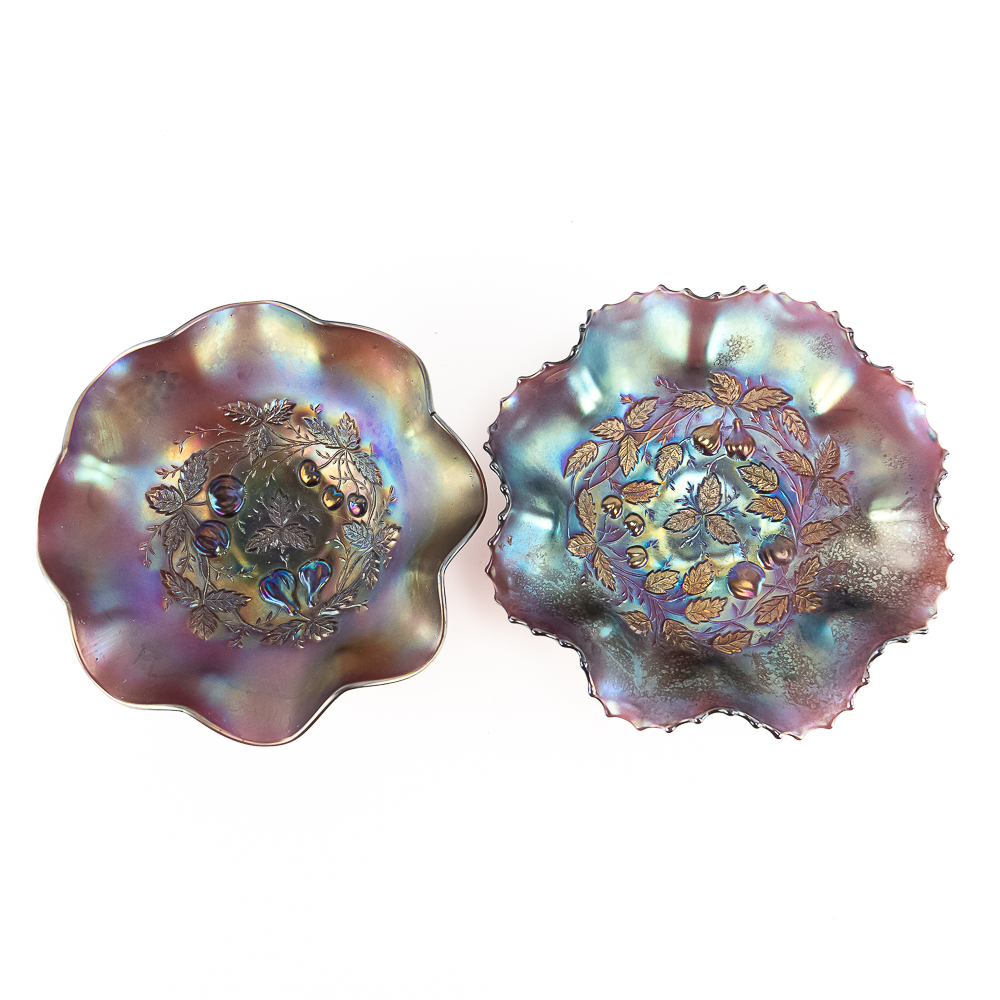 Carnival N'wood Glass Three Fruits Medallion: 2-Pc