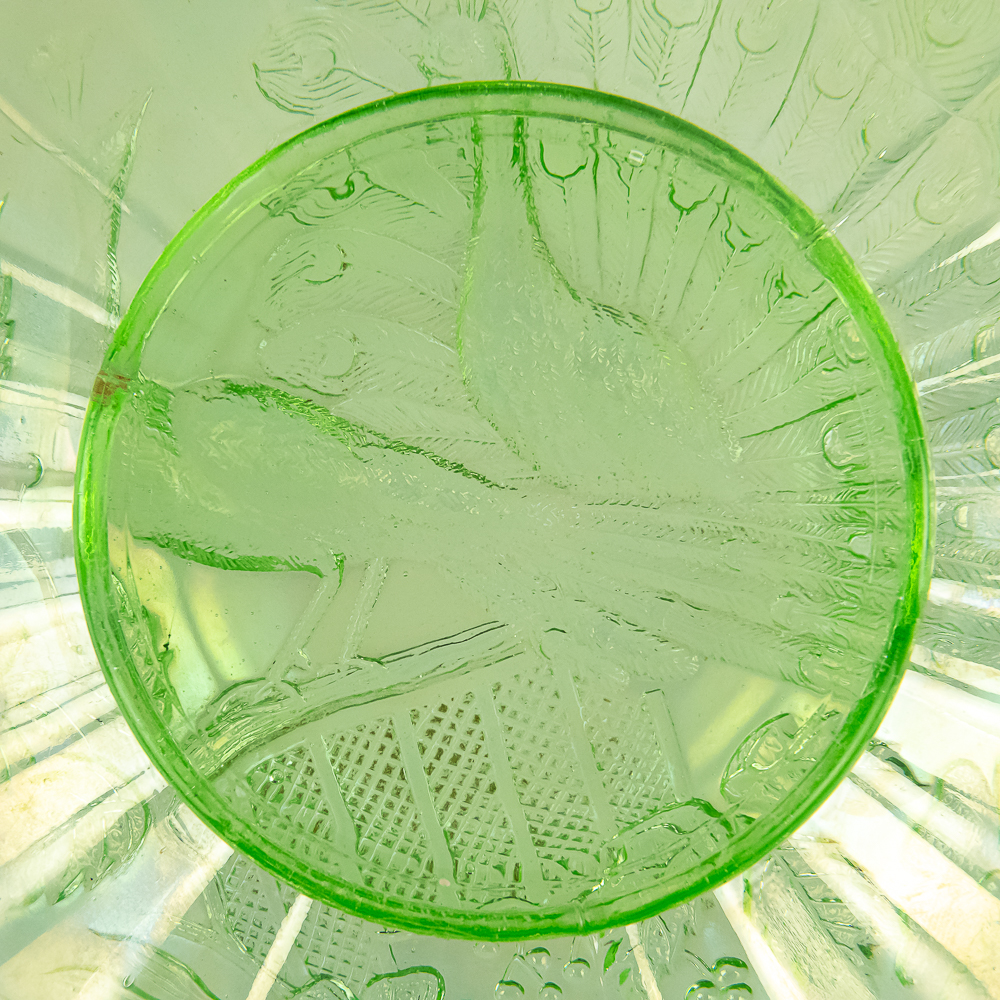 Carnival Glass: Northwood Peacocks on Fence Plate