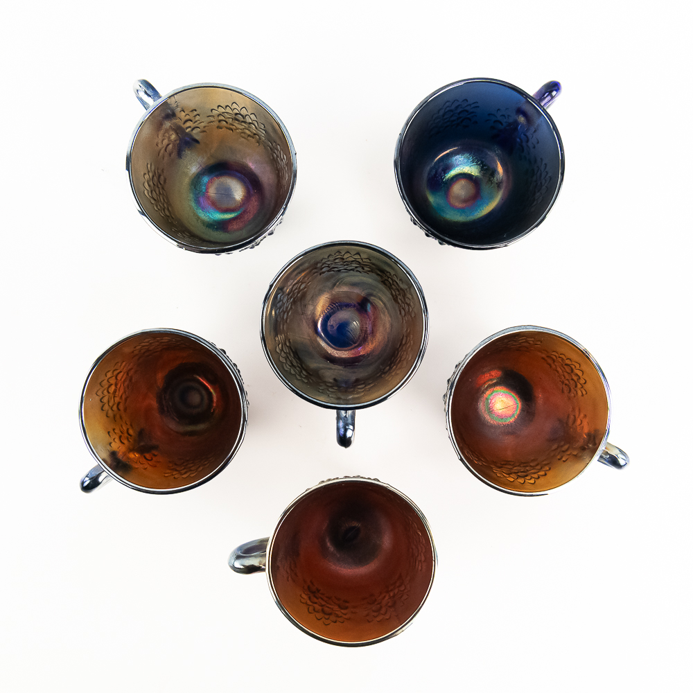Carnival Glass: Fenton Orange Tree 8pc Punch Set