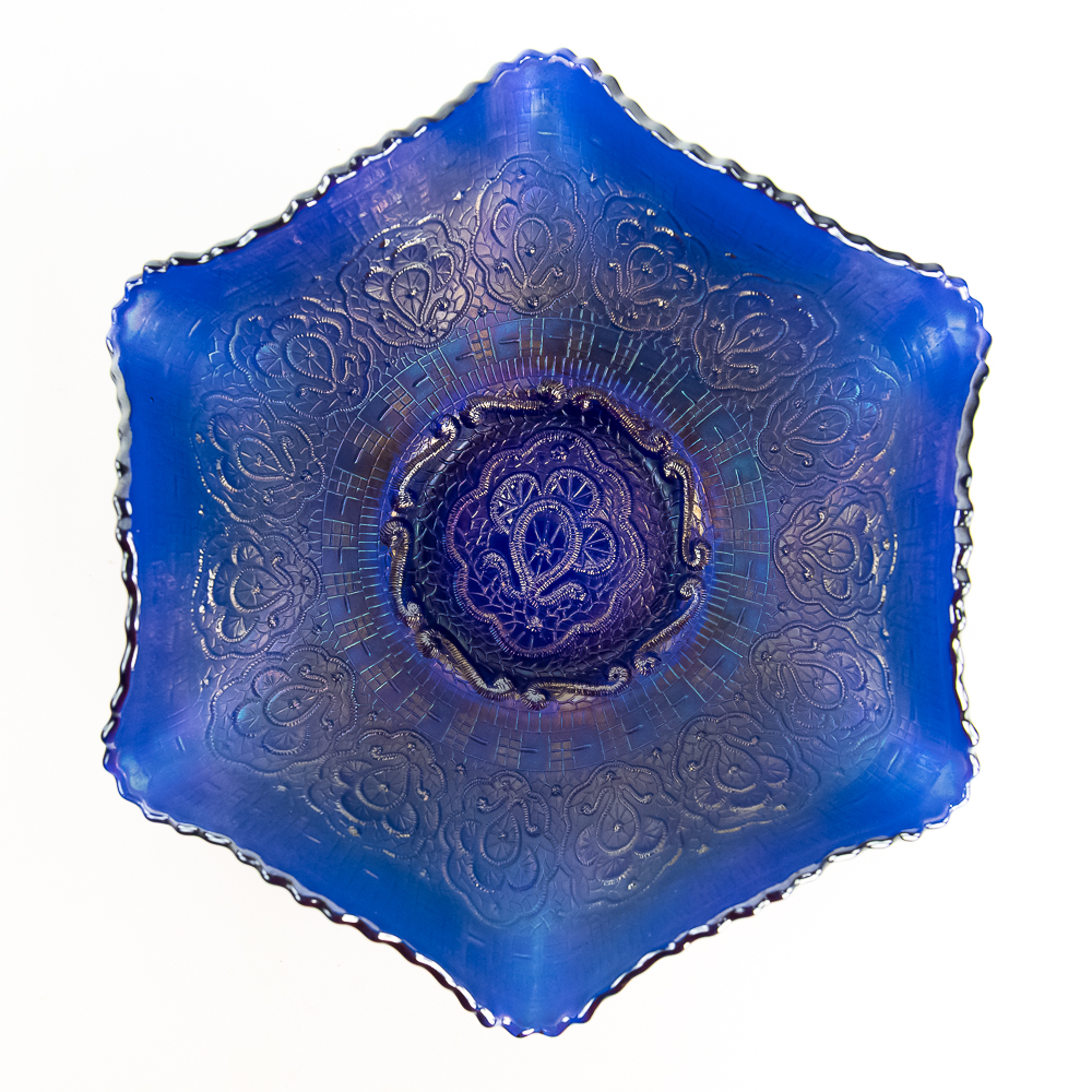 Carnival Gls Fenton Persian Medallion Ruffled Bowl