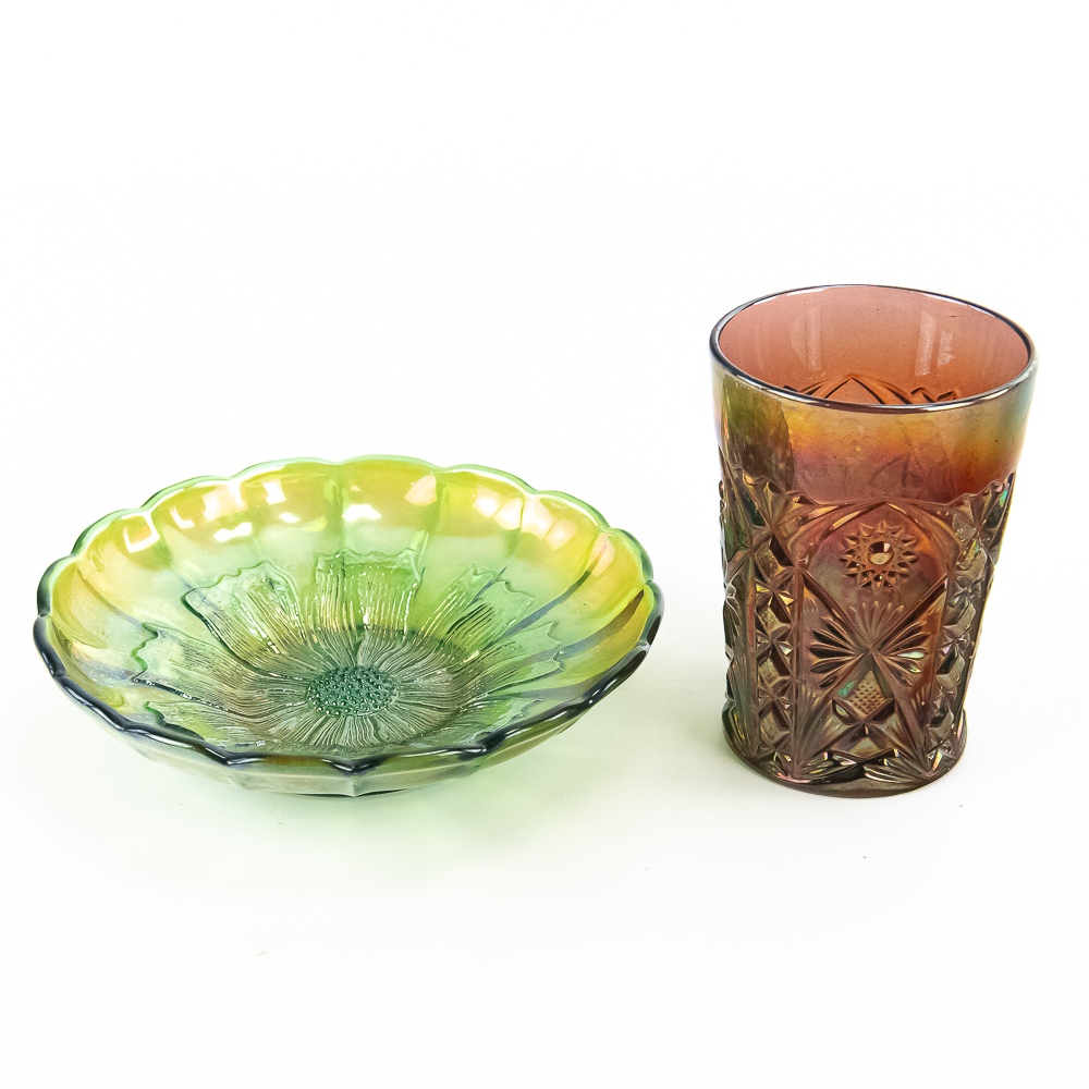 Carnival Glass Millersburg 2-Pc Lot