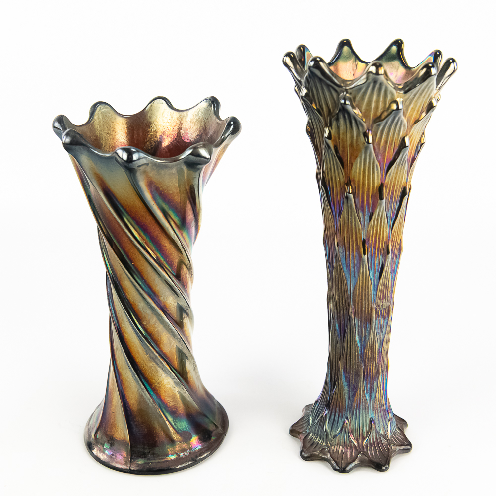 Carnival Glass Vases: 4-Pc Lot