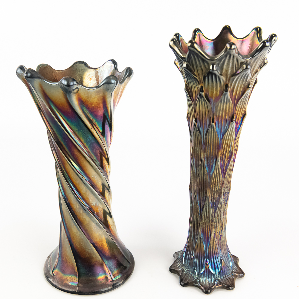Carnival Glass Vases: 4-Pc Lot