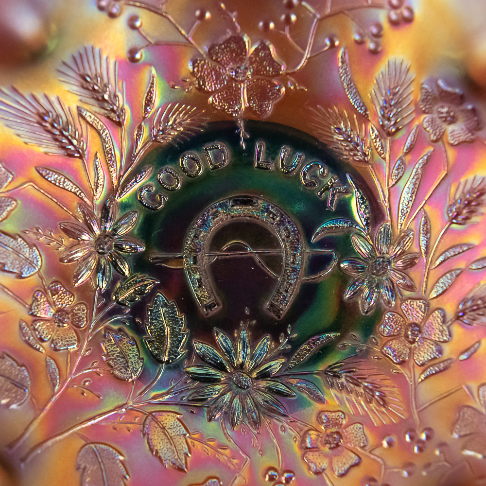 Carnival Glass: Northwood Good Luck Ruffled Bowl