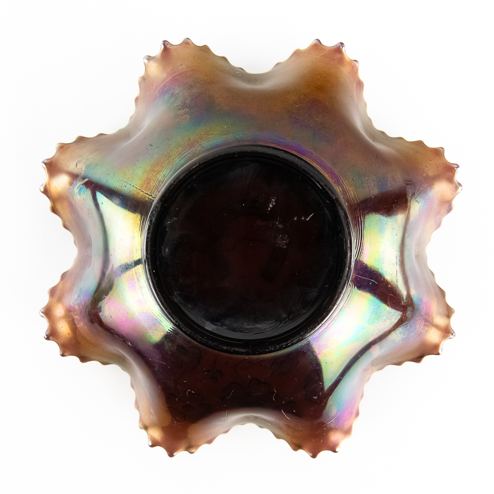 Carnival Glass: Northwood Good Luck Ruffled Bowl