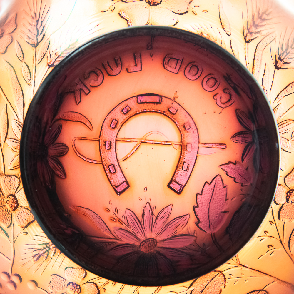 Carnival Glass: Northwood Good Luck Ruffled Bowl