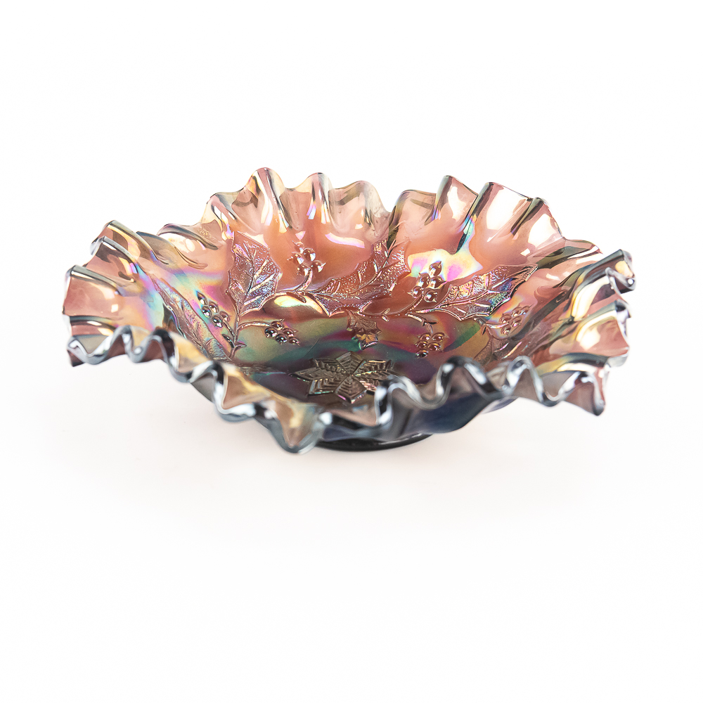 Carnival Glass: Millersburg Holly Sprig Bowl
