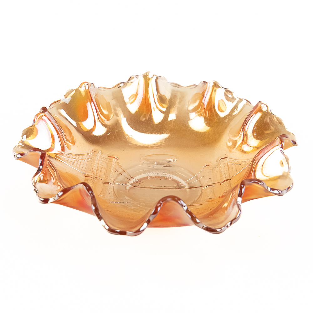 Carnival Glass Diamond Brooklyn Bridge Bowl