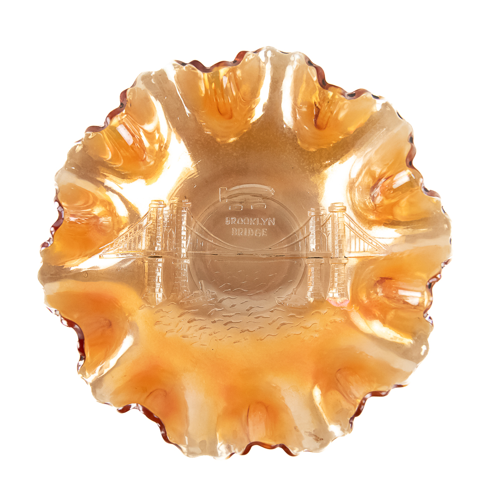 Carnival Glass Diamond Brooklyn Bridge Bowl