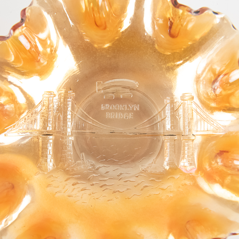 Carnival Glass Diamond Brooklyn Bridge Bowl
