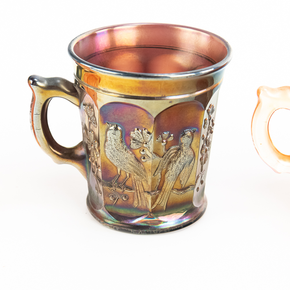 Carnival Glass: N'wood Bird Mugs 3-Pc