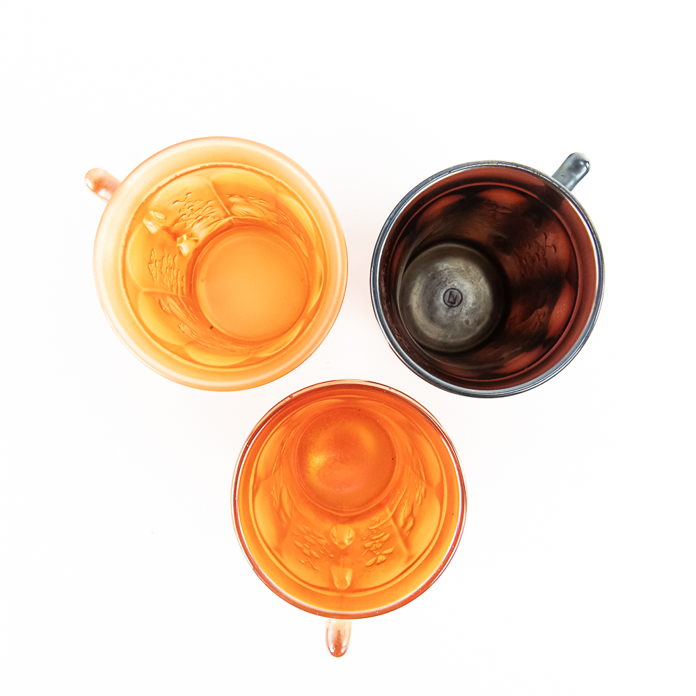 Carnival Glass: N'wood Bird Mugs 3-Pc