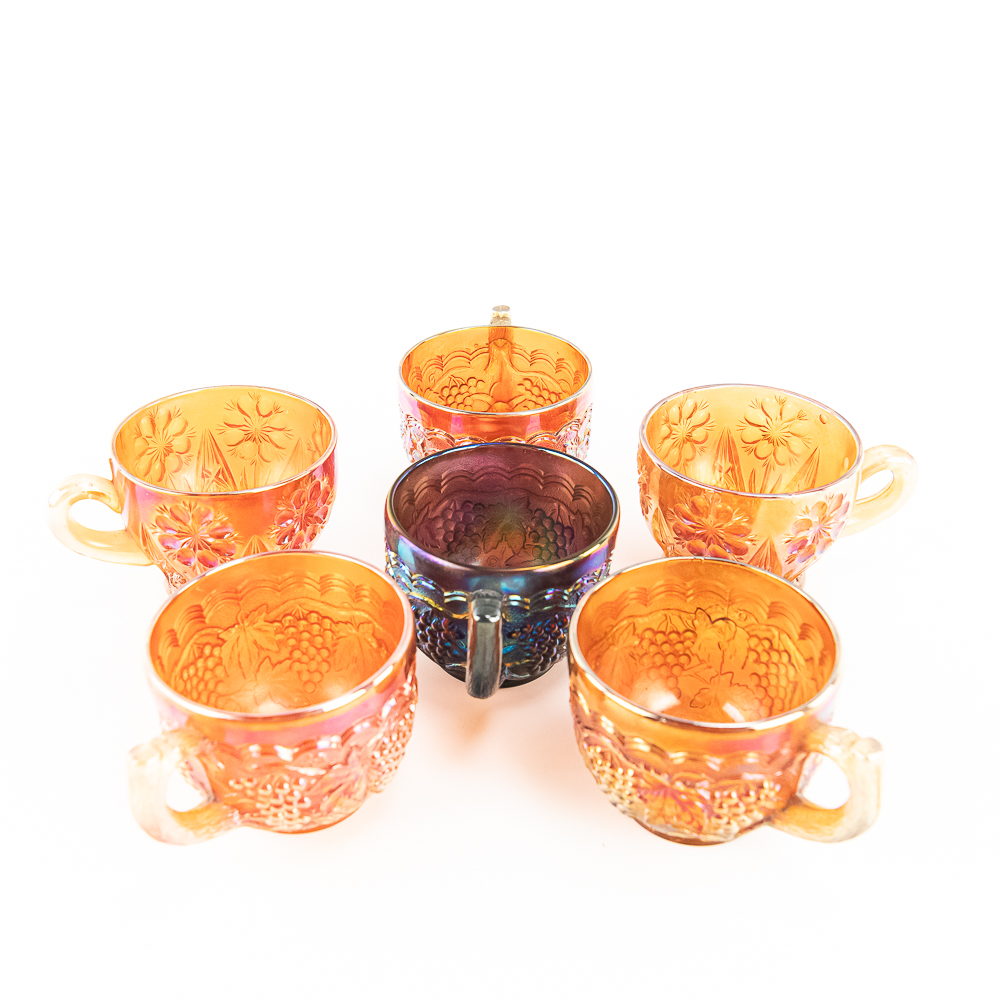 Carnival Glass: Imperial Grape Punch Cups (6)