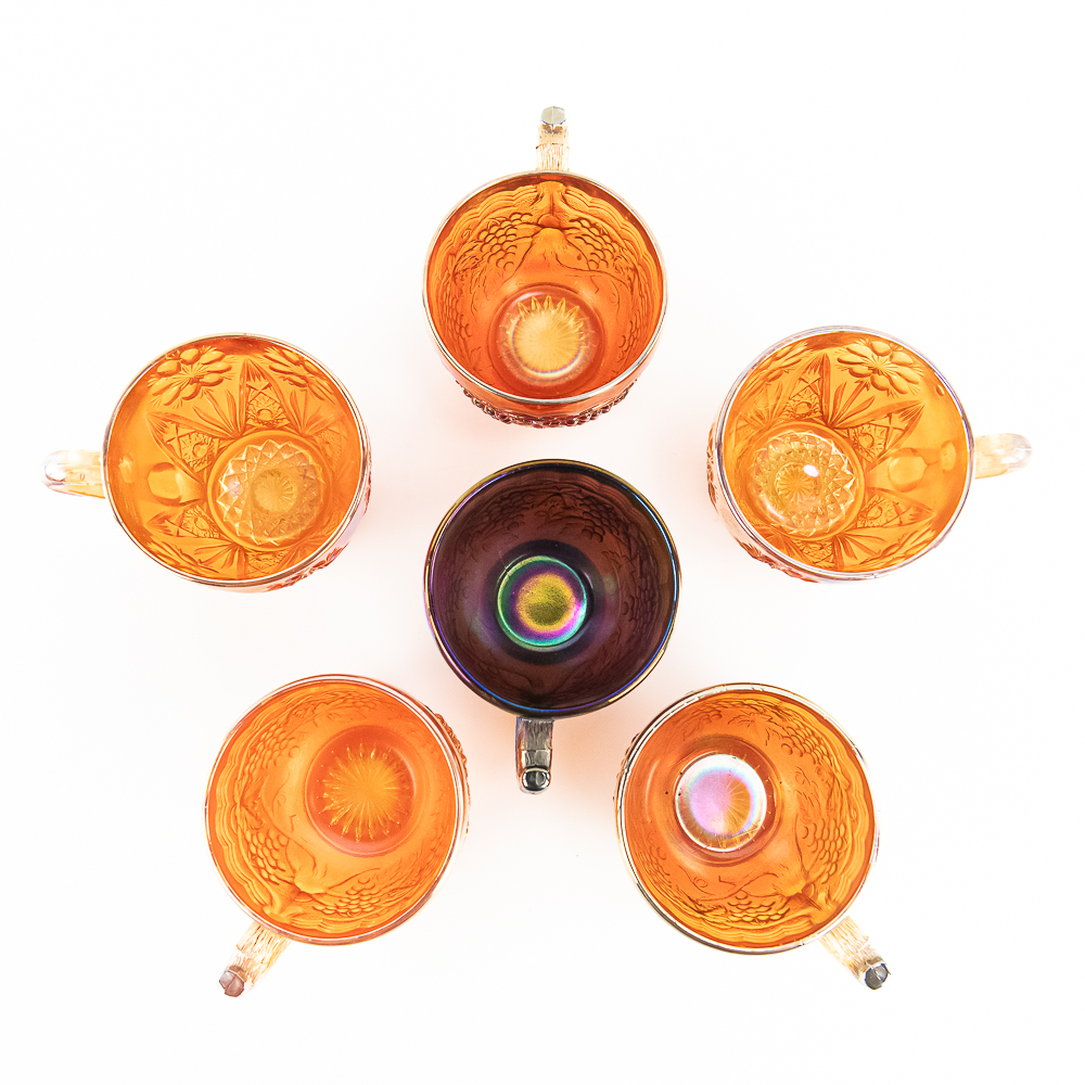 Carnival Glass: Imperial Grape Punch Cups (6)