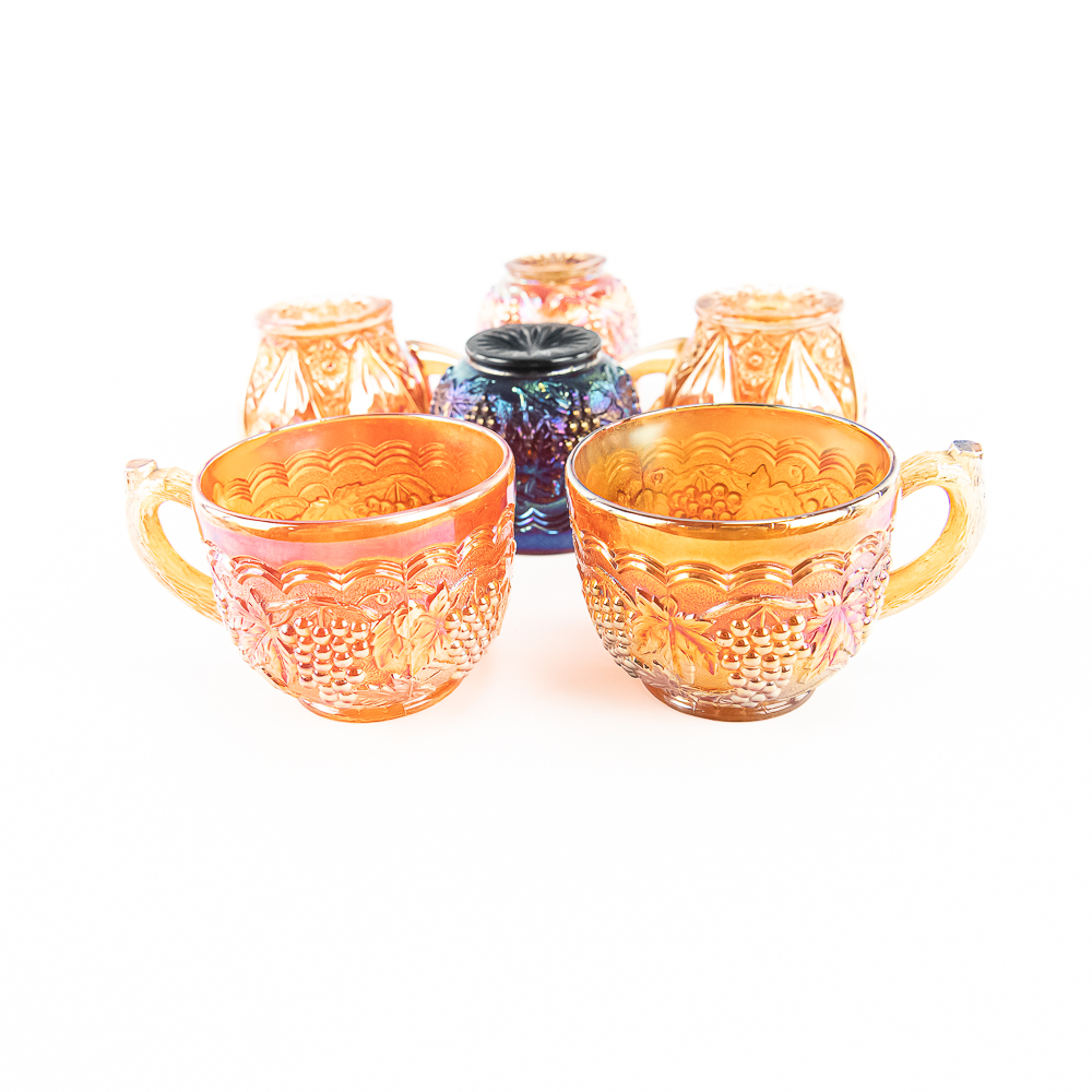 Carnival Glass: Imperial Grape Punch Cups (6)