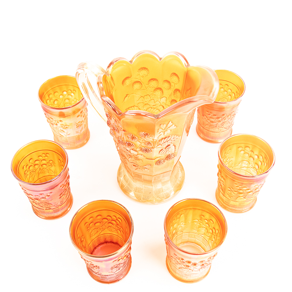 Carnival Glass N'wood Raspberry 7-Pc Set