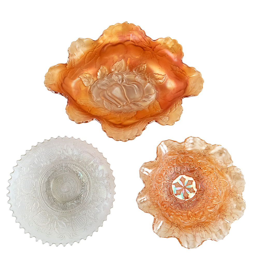 Carnival Glass: Dugan Diamond 3pc Lot