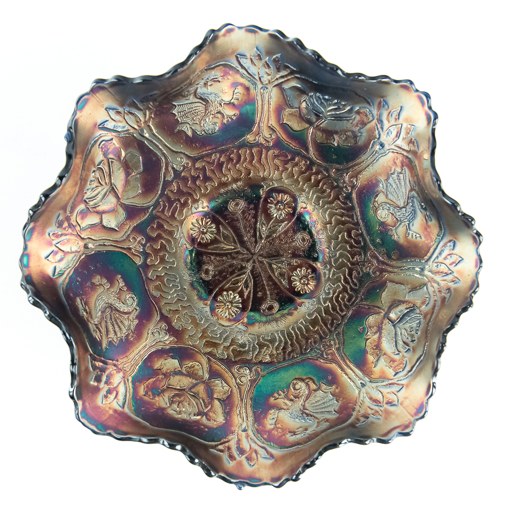 Carnival Glass:Fenton Dragon & Lotus Bowls 3pc Lot