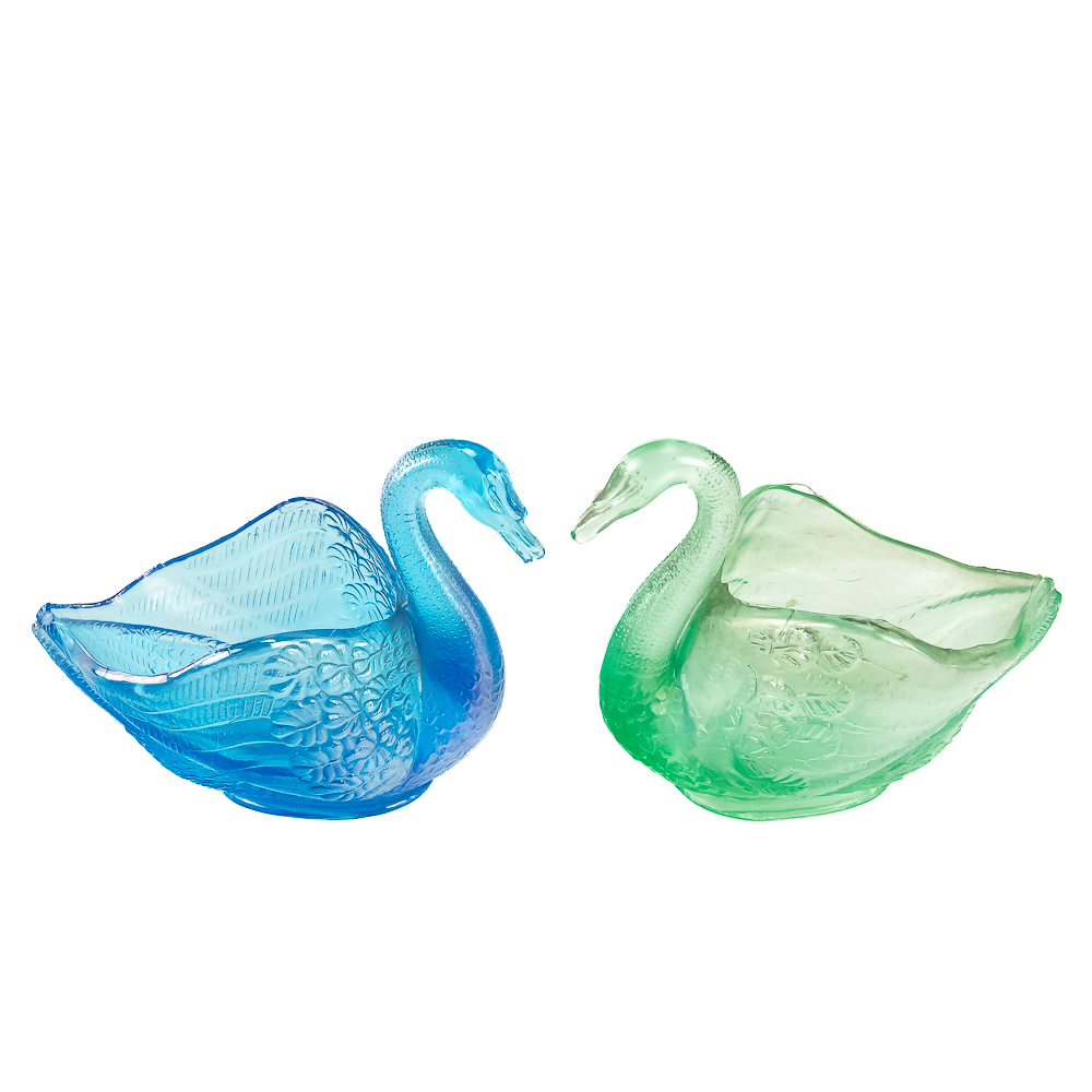 Carnival Glass: Pastel Swan Salts 5pc Lot