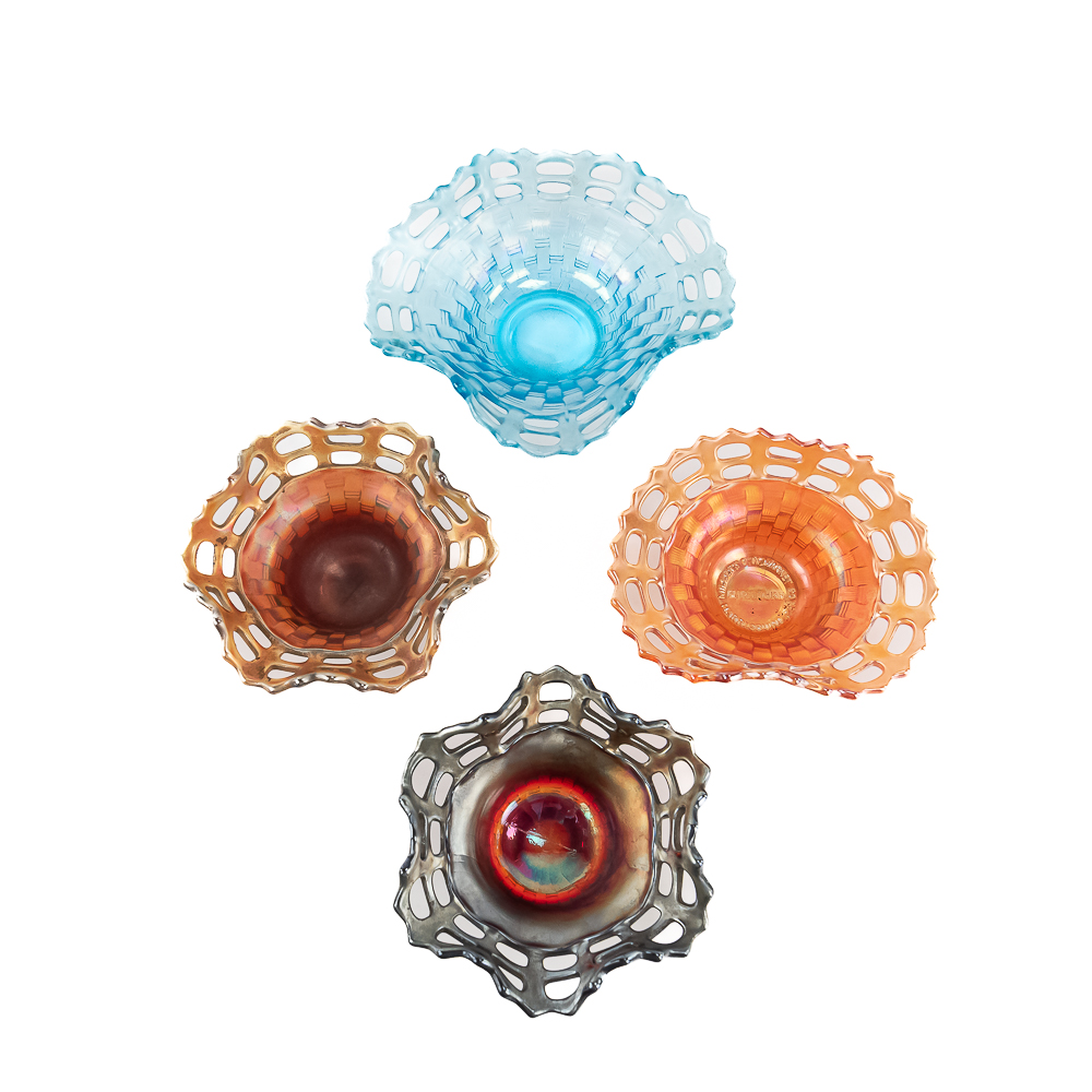 Carnival Glass: Fenton Two-Row Open Edge 4pc Lot