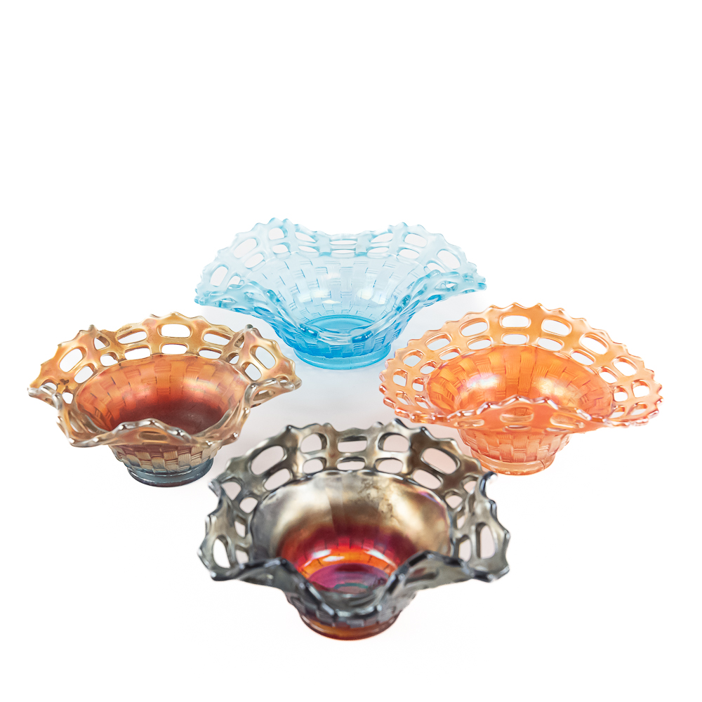 Carnival Glass: Fenton Two-Row Open Edge 4pc Lot