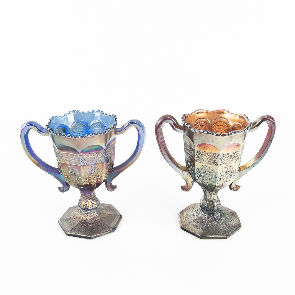 Carnival Fenton Orange Tree Cups: 2-Pc Lot