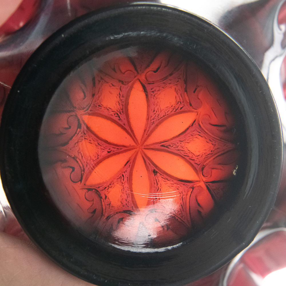 Carnival Glass Dugan 6-Petal Bowls: 2-Pc Lot