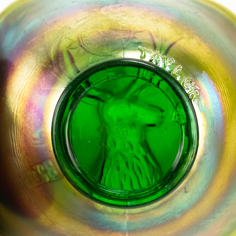 Carnival Glass: Fenton Green Mini Elks Basket