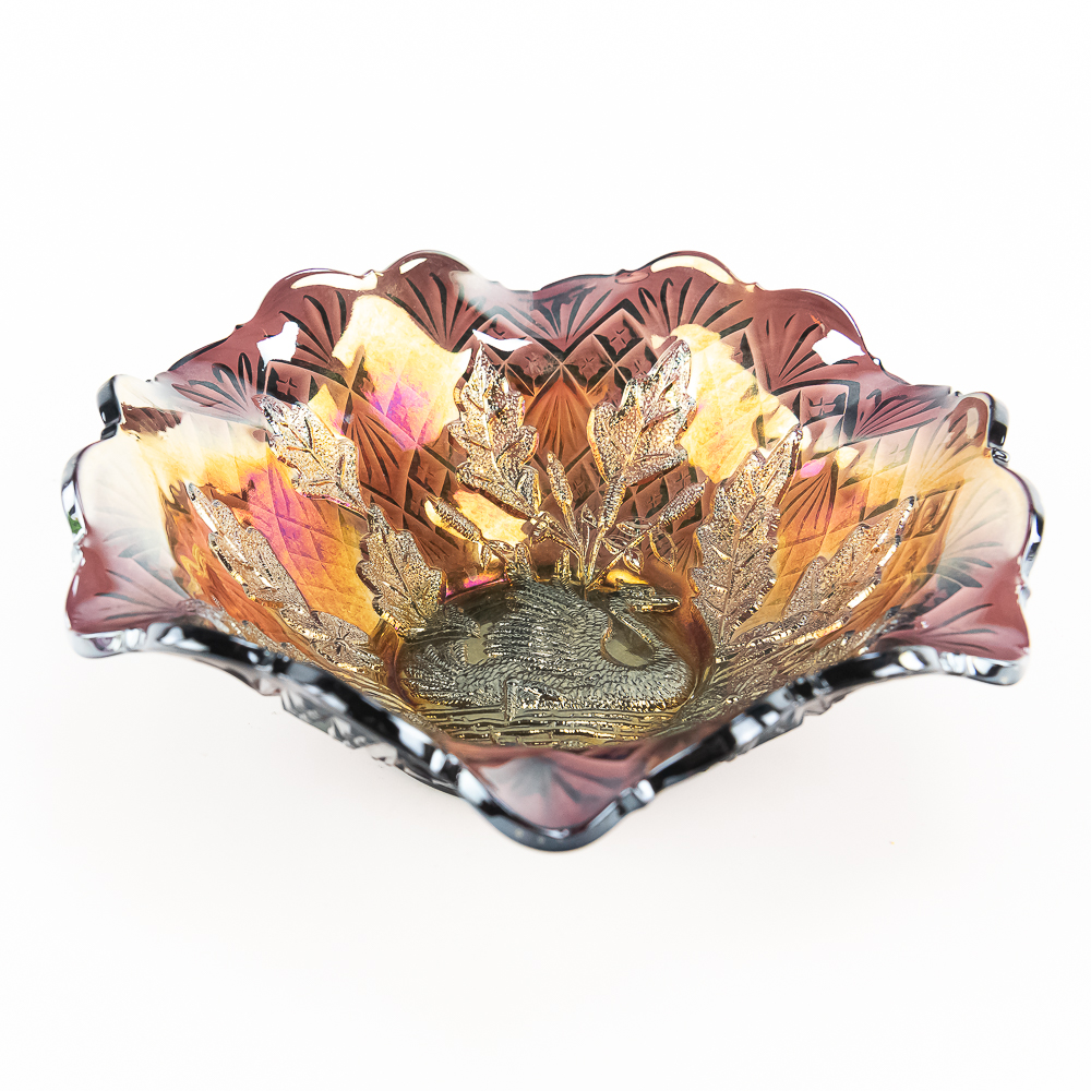 Carnival Millersburg Nesting Swan Ruffled Bowl