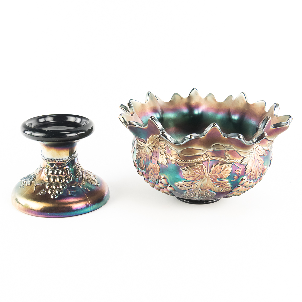 Carnival Gls Northwood Grape & Cable 2pc Punch Set