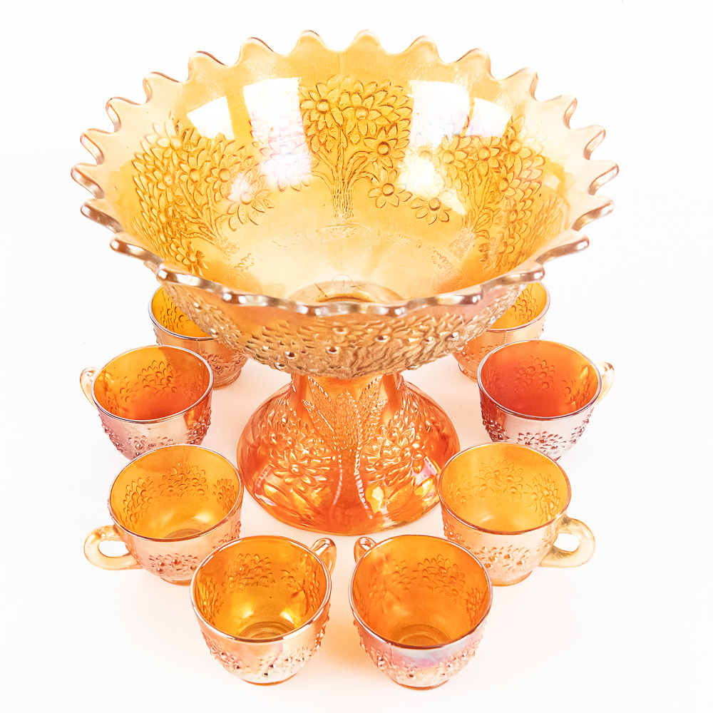 Carnival Glass Fenton Orange Tree 10-Pc Set