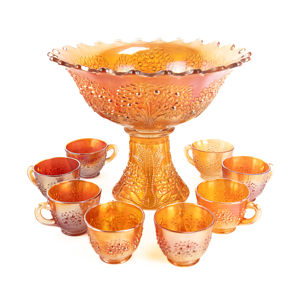 Carnival Glass Fenton Orange Tree 10-Pc Set