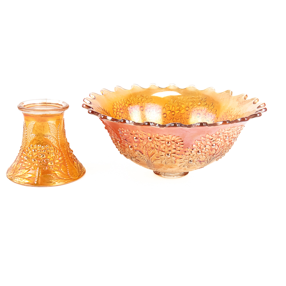 Carnival Glass Fenton Orange Tree 10-Pc Set