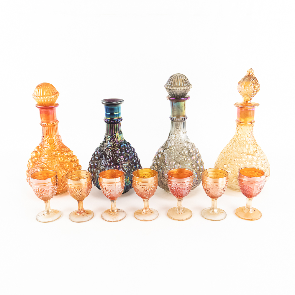 Carnival Glass: Imperial & Diamond 14pc Lot